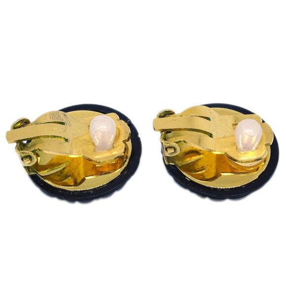 Chanel Black Button Earrings Clip-On - Picture 3 of 4
